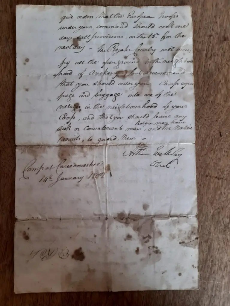 Lettre du Duc de Wellington